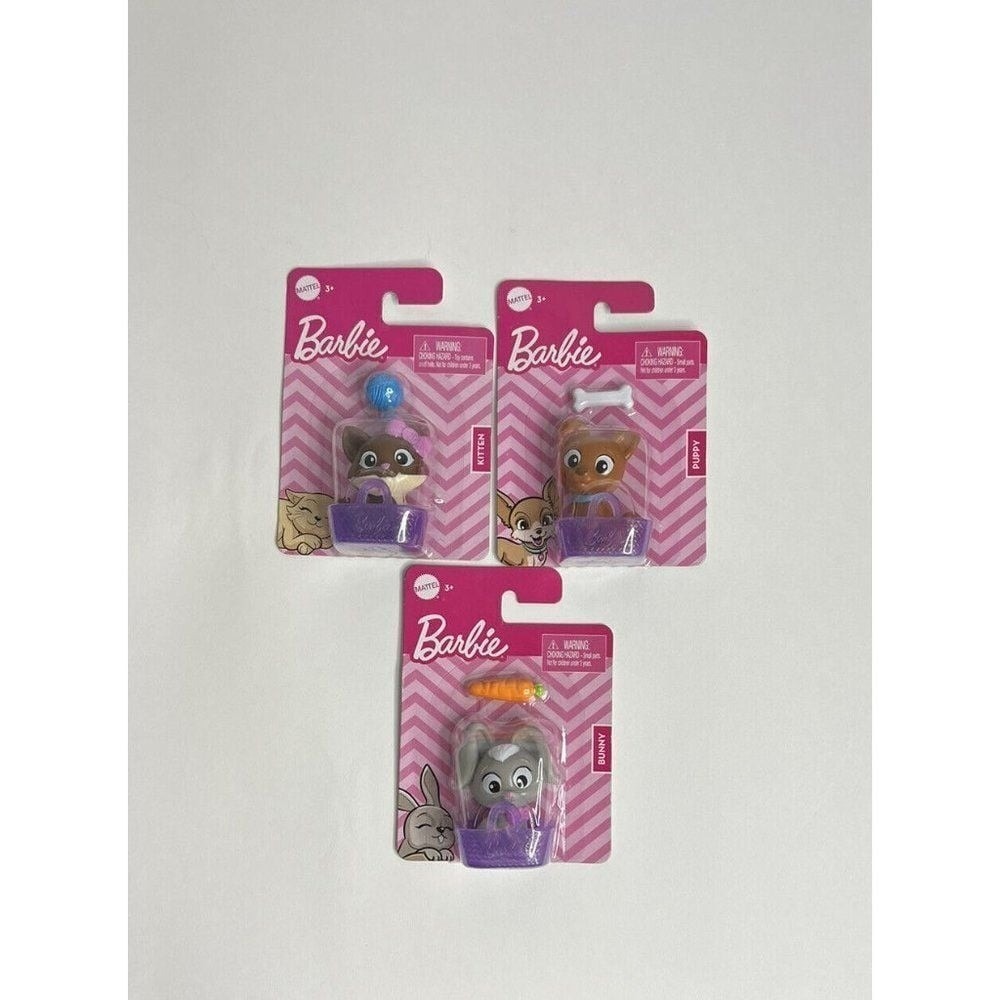 Barbie Pets‎ in Baskets Play Set Bunny Puppy Kitten With Toys Cake Toppers